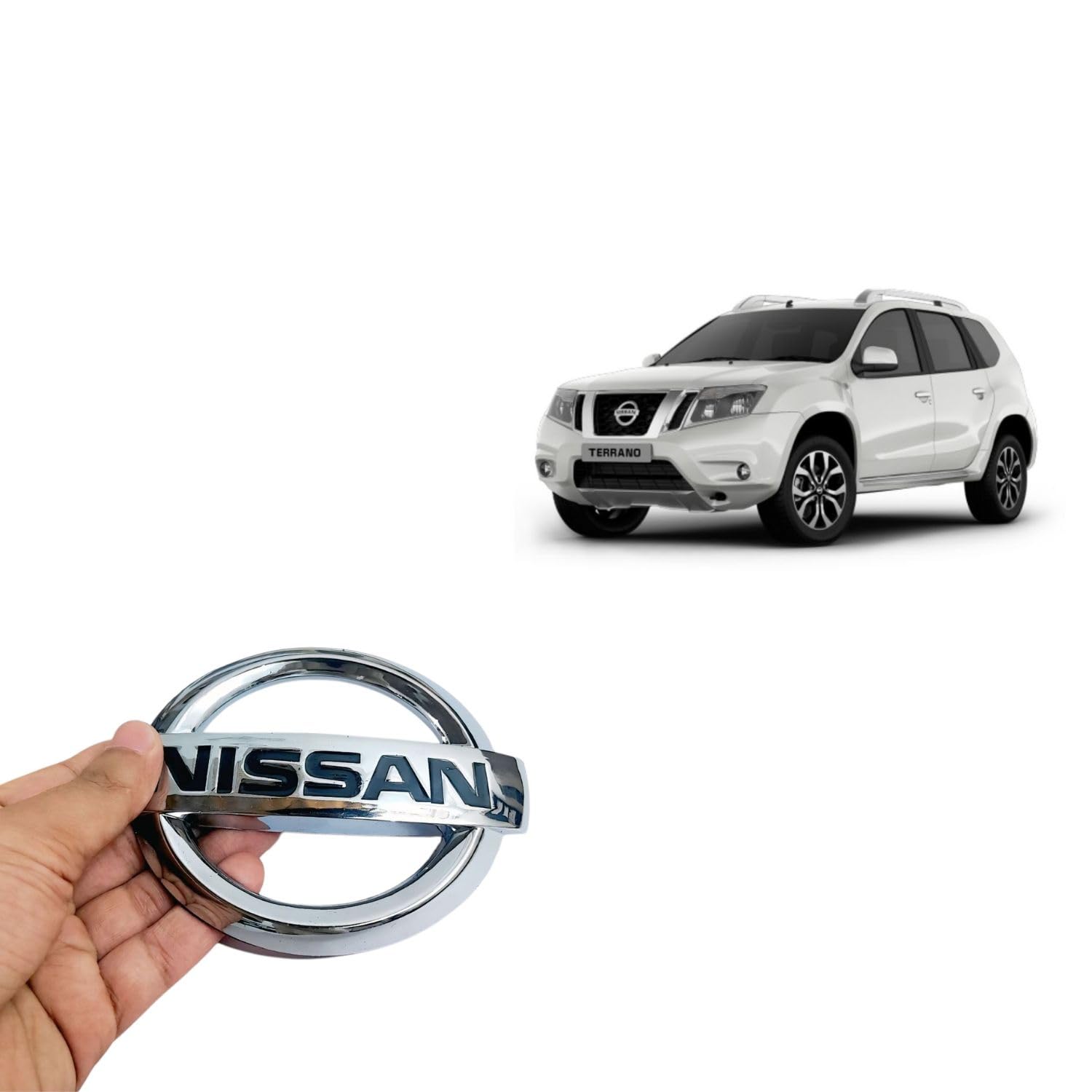 SKM Car Emblem Chrome Finish Oval Shape Monogram Compatible with Terrano Grille Logo Emblem Badge Chrome Plated, Stainless Steel Pack of 1 (Front Logo)-picture-16