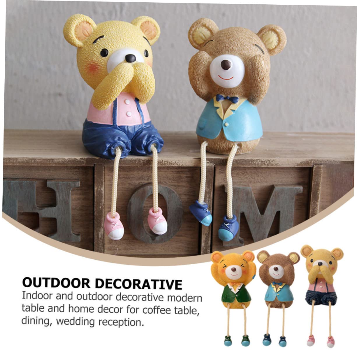 Ornamento Orso Pendente in Resina 3 Pezzi per Casa e Giardino