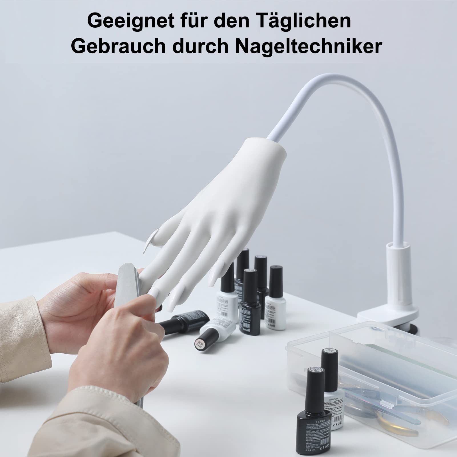 Übungshand Für Nageldesign, Silikon Hand Professionelles Übungsfinger für Nageldesign Gelnägel Fake Hand Maniküre (Weiß)