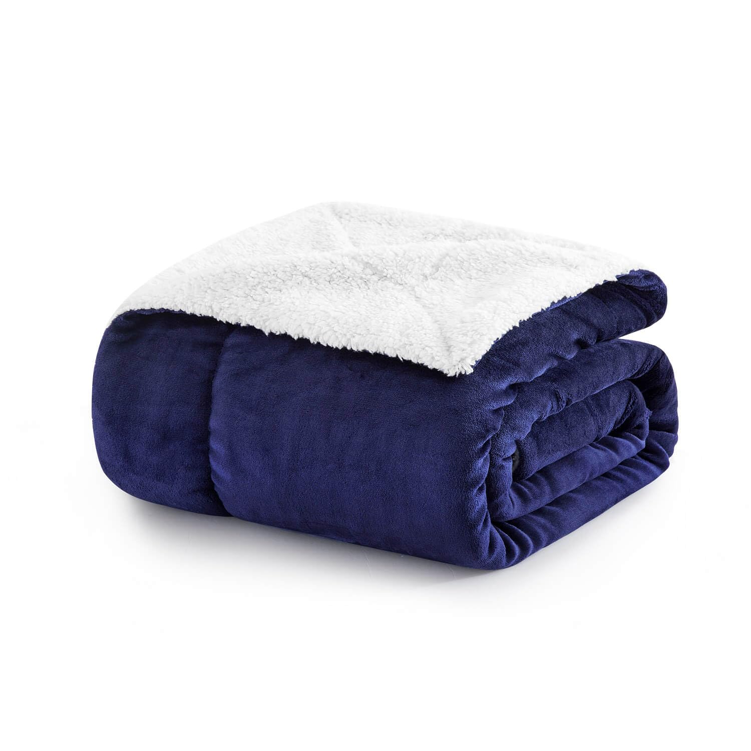 Moonlight20015 Navy Sherpa Fleece Throw Blanket Queen Size - Microfiber Solid Large Blankets For Bed - Fluffy & Soft Warm Thick Throws For Sofas And Couch ( Blue, 220X240cm)