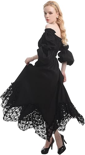 Miniatura 43 de NSPSTT Vestido victoriano, disfraz renacentista para mujer, vestido de bruja gótico, vestido de boda medieval