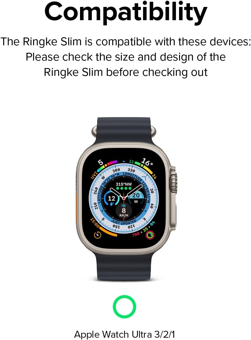 Ringke Slim for Apple Watch Ultra 3/2/1 Case (49 mm) [No More Discoloration / 2 Pack] Lightweight Solid Transparent Cover & Extra Color - Clear + Titanium Black - Image 2