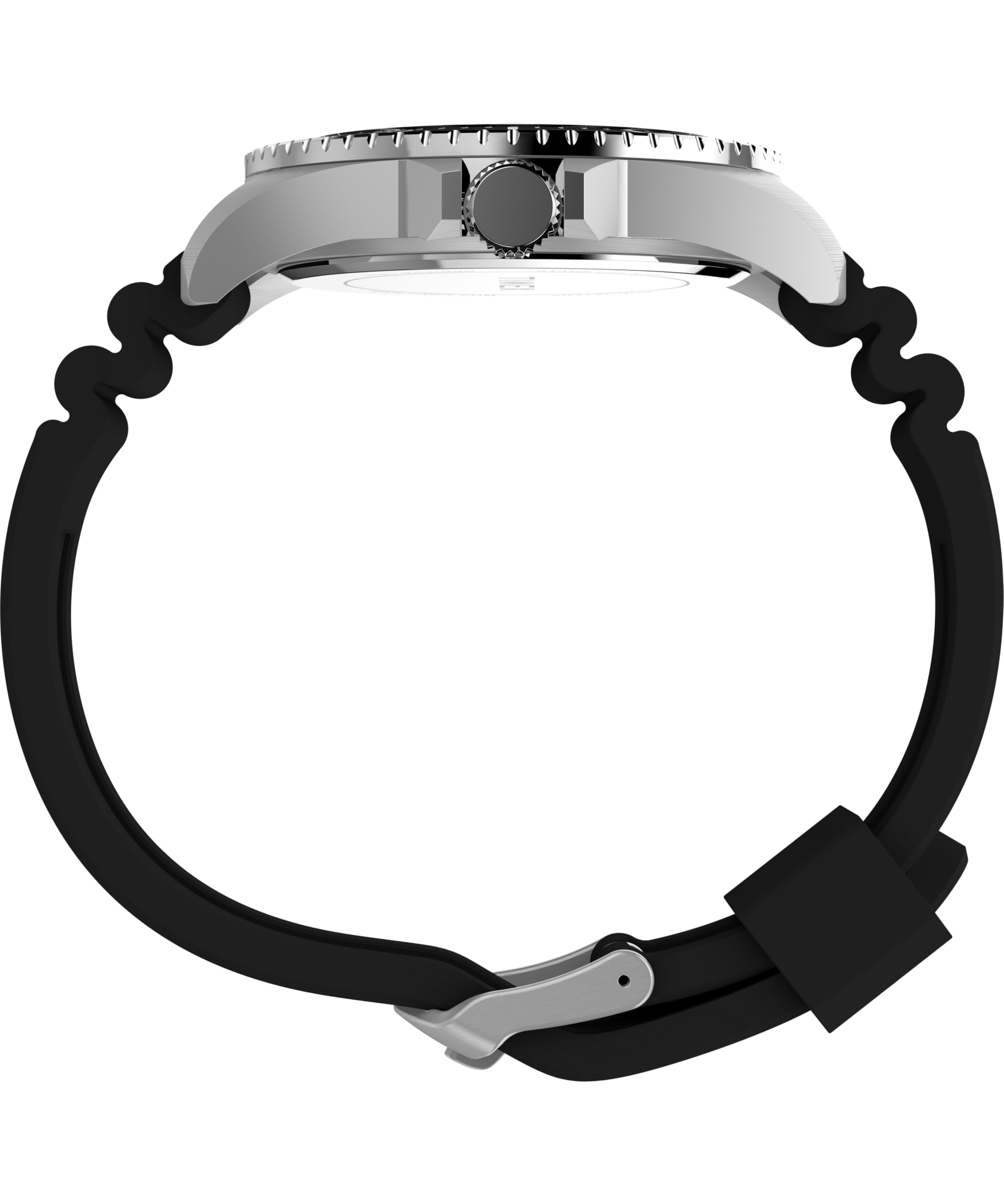 Timex Orologio da uomo Trend da 42 mm, cinturino in silicone nero, quadrante nero, cassa argentata TW2W71400