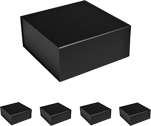 CECOBOX Caja de regalo de 6 x 6 x 2.75 pulgadas, caja magnética plegable mate negra con tapa para regalo, embalaje, dama de honor, cumpleaños,