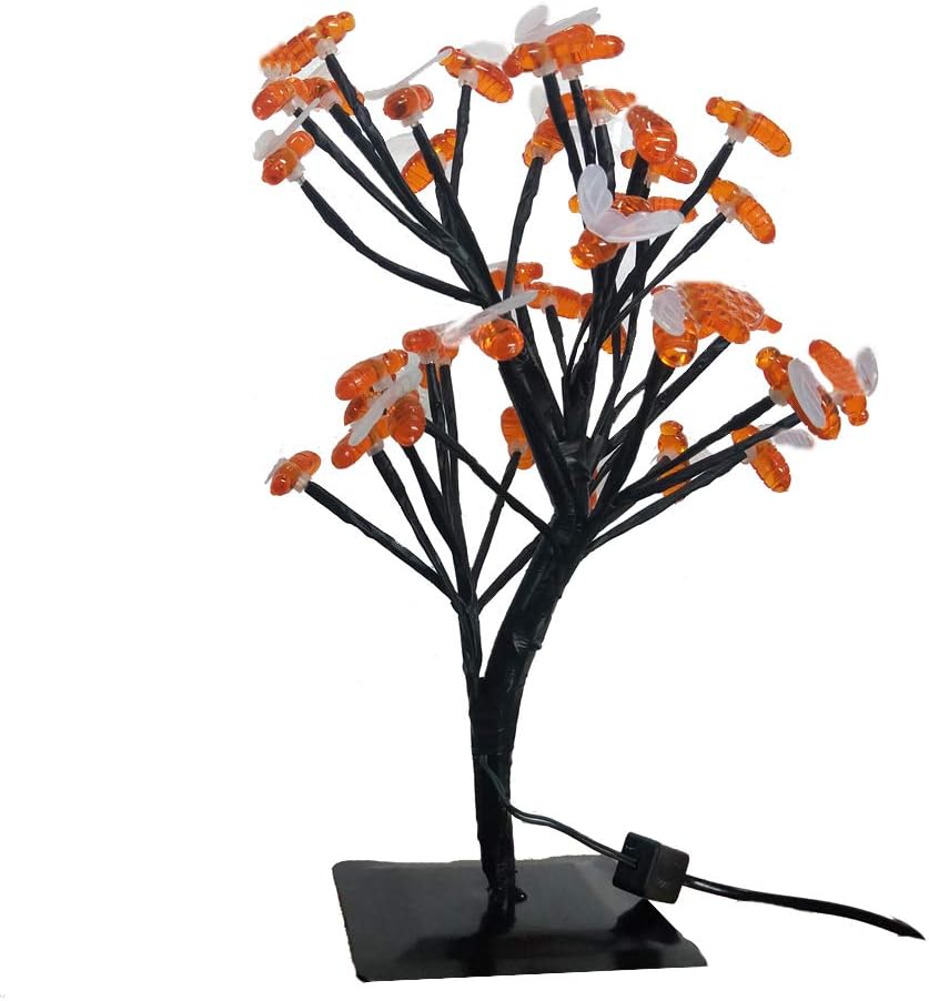 LED Honeybee Tree Light LED Lighted Bee Table Top Night Light Christmas Tree Brances Lighted Bonsai Tree Table Lamp Kids Children Parents Gift Bedroom Home Indoor Decoration (Warm Light)