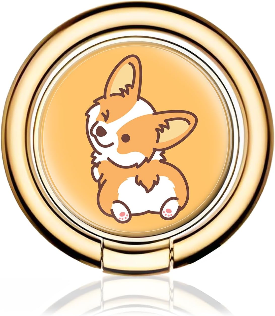 Cell Phone Ring Holder, Cute Metal Phone Grip Stand Finger Ring Kickstand, Flexible 360°Rotation Phone Tablet Case Accessories Compatible with Most Phones Cute Yellow Corgi