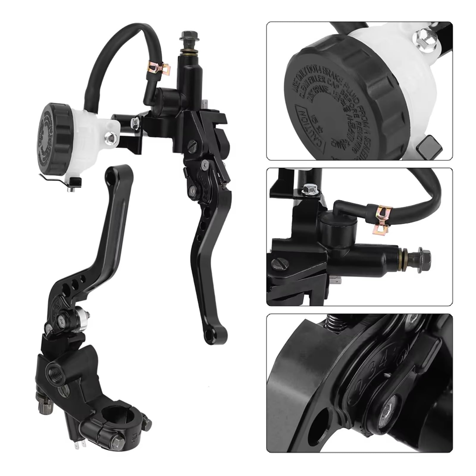 Leve Freno Leva Frizione Set di Leve Serbatoio Pompa Freno Frizione Universale da 7/8"(22mm) per Moto, Nere