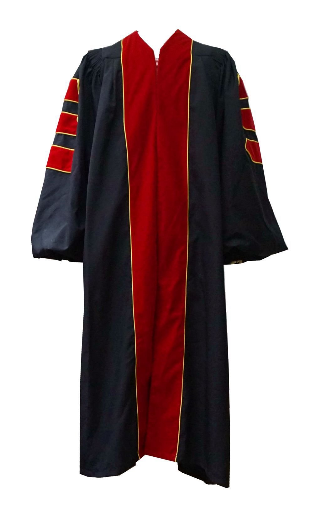 Doctoral Robe Unisex Deluxe Red Velvet Gold Piping-image-40