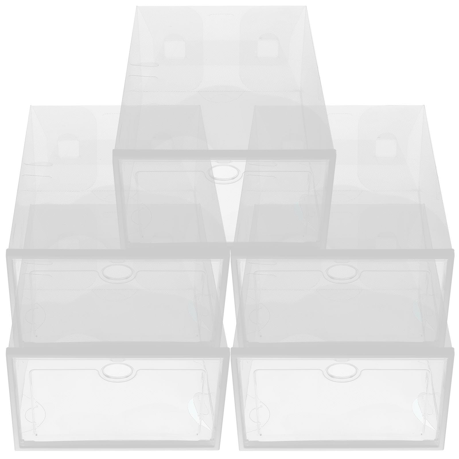 Scatole Portascarpe Trasparenti Impilabili 5 Pezzi in Pp Design a Cassetto e Resistente per Armadio e Sotto Letto 33x23x14cm