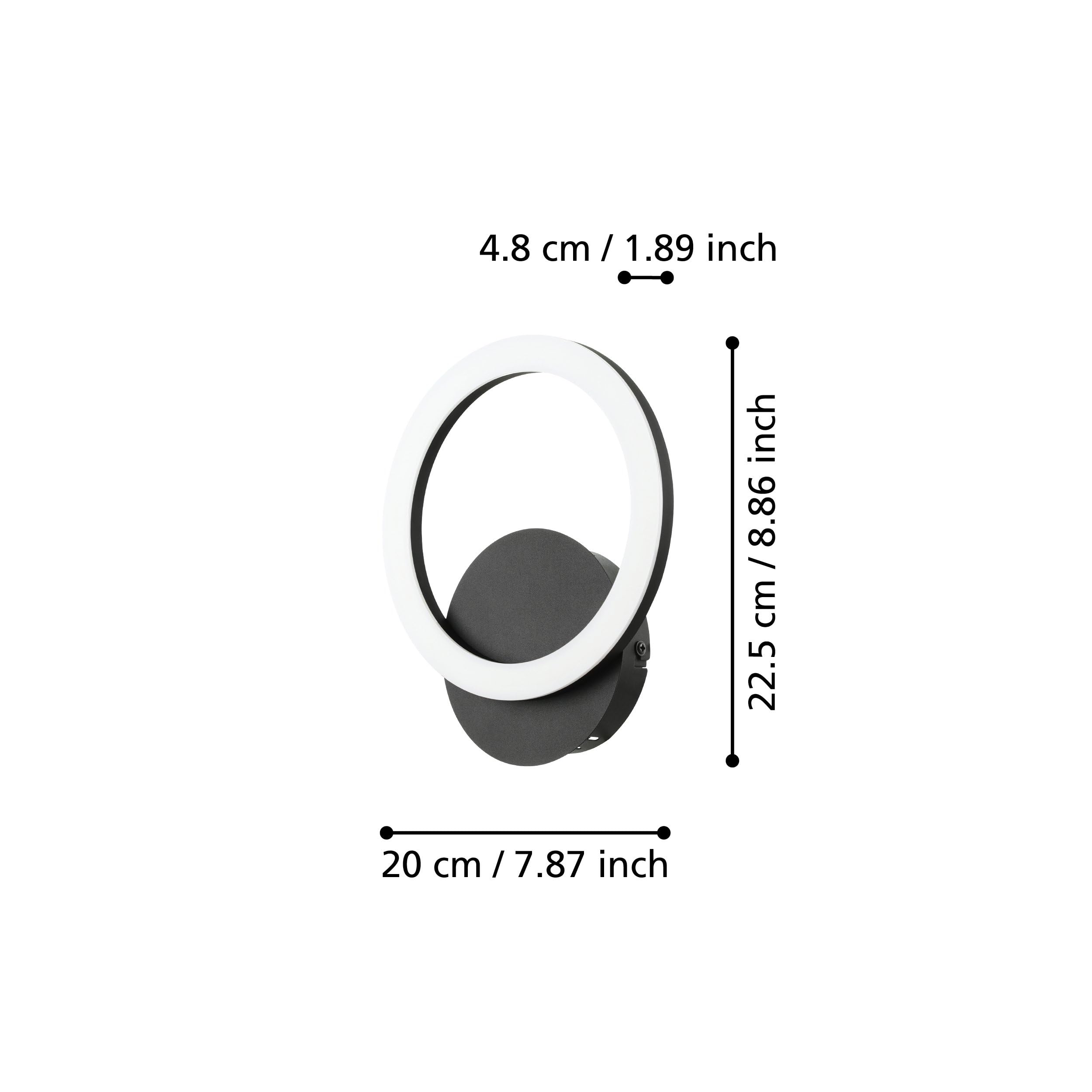 EGLO connect.z Smart-Home LED Wandleuchte Parrapos-Z, runde Wandlampe | ZigBee, App und Sprachsteuerung Alexa, Lichtfarbe einstellbar (warmweiß-kaltweiß), dimmbar