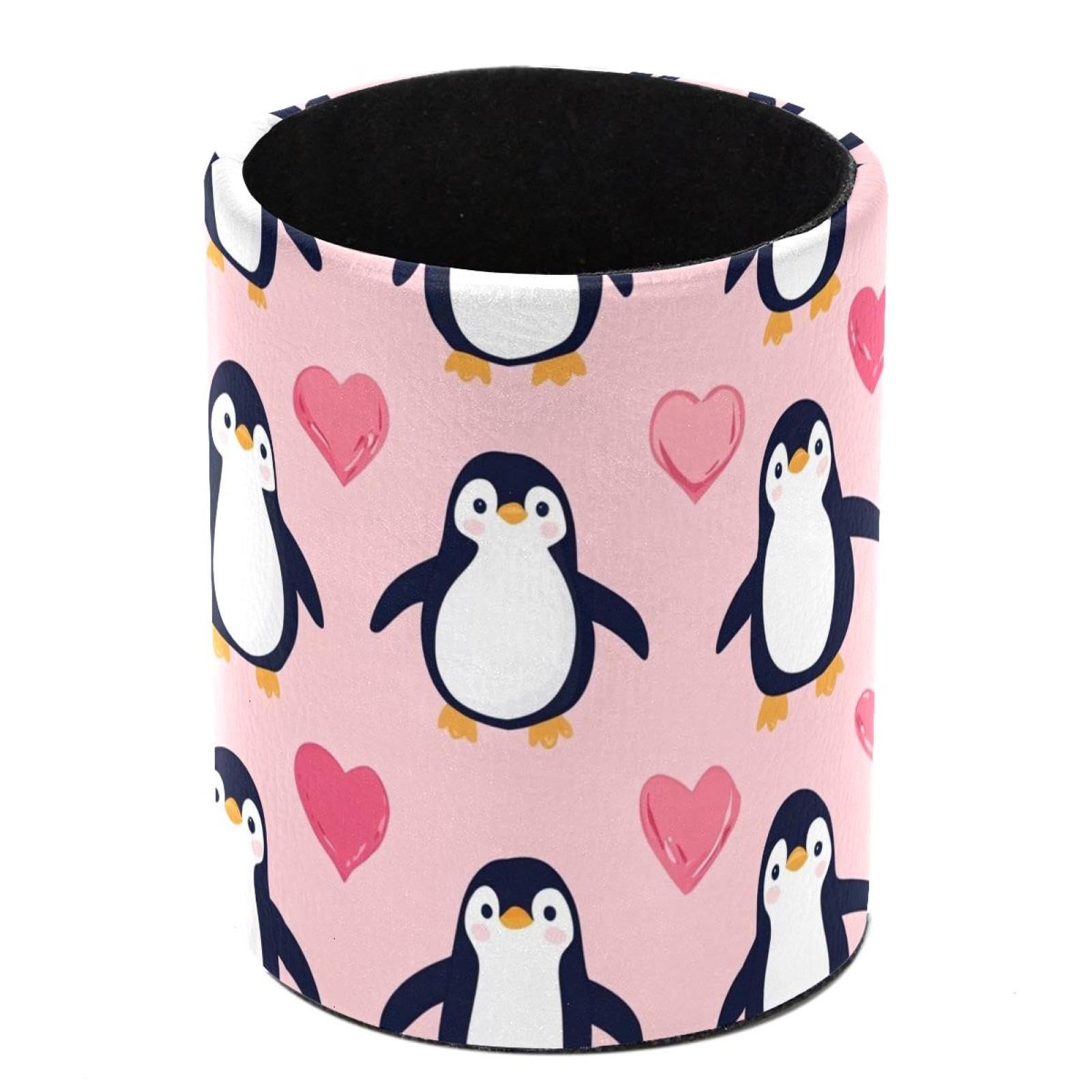 FWJZDSP Pink Penguins Pencil Cup Pen Organizer Makeup Brush Holder for Office Home Countertop Desk Accessory Storage
