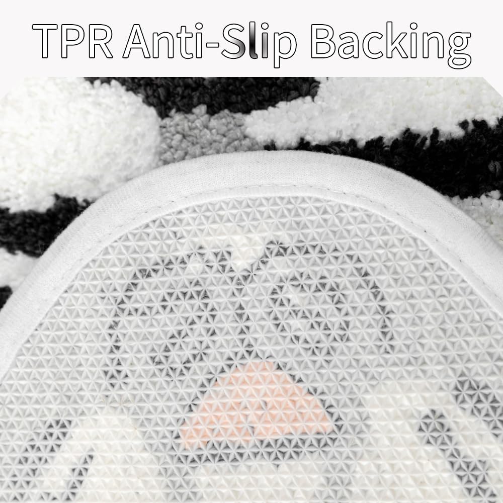 Tiger Bath Mat for Bathroom, Cute White Tiger Cartoon Non Slip Animal Shaped Absorbent Small Bathtub Rug Bathroom Decor Aesthetic Plush Shower Rugs 21.4inx32.2in