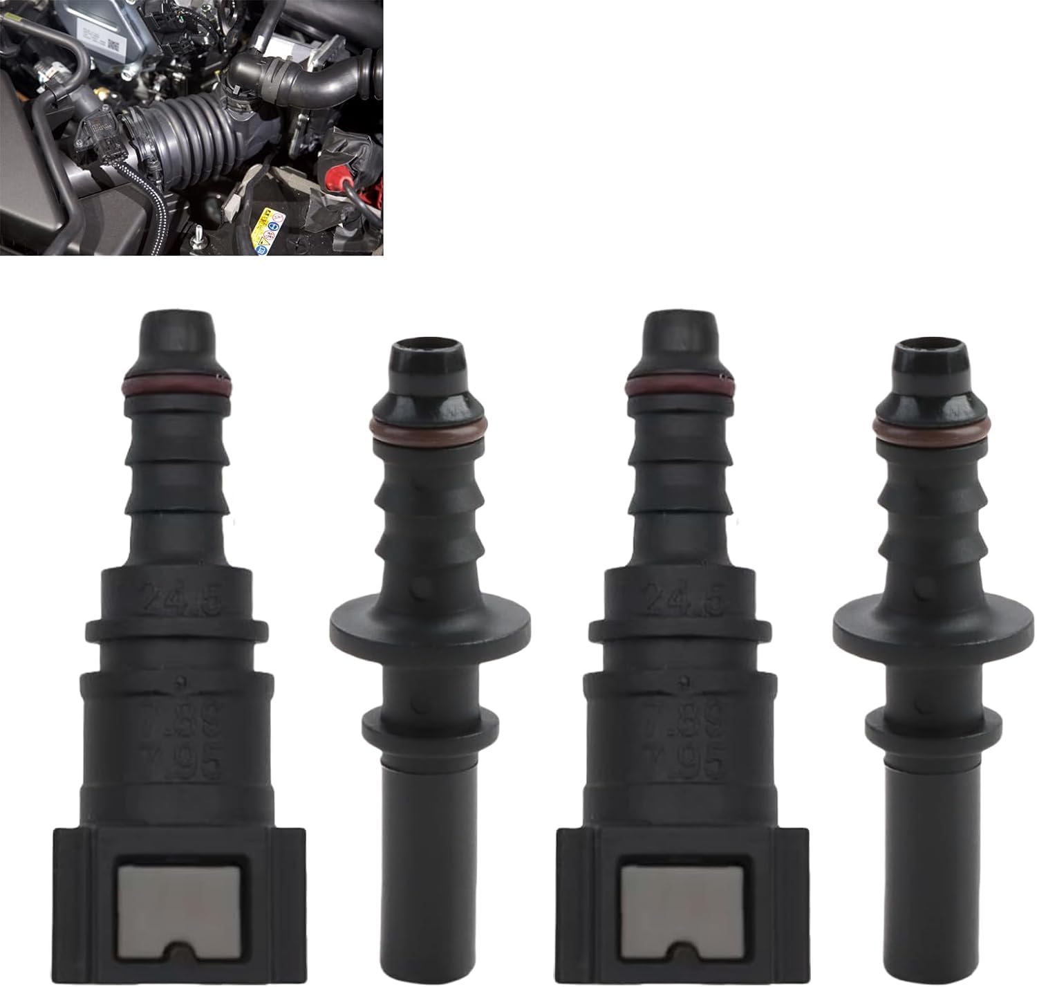 2 Set 7,89 mm a 8 mm Dritto Auto Carburante Flessibile Rapido Rilascio Connettore, Raccordo Rapido Tubo Benzina, Kit Connettore Accoppiatore a Sgancio Rapido per Tubo Flessibile