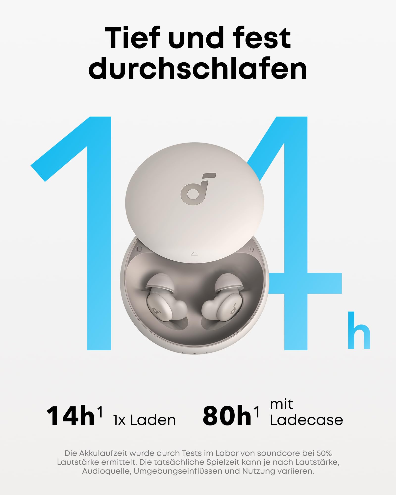 soundcore Sleep A20 Schlafkopfhörer von Anker, Geräuschblockierung, Seitenschläfer, 80h Wiedergabe, Streaming-Inhalte via Bluetooth 5.3, Schlaf-Analyse, personalisierbare Weckfunktion