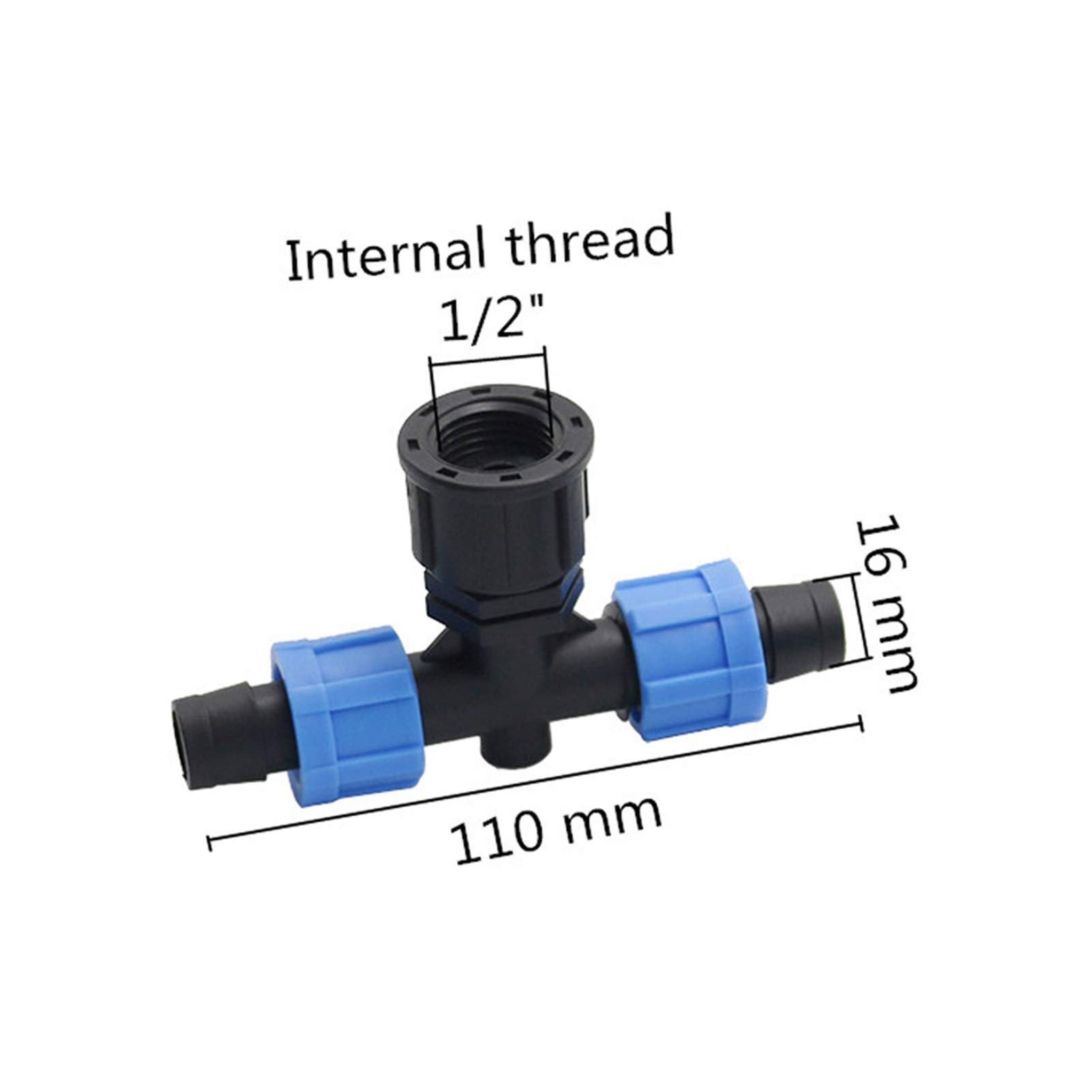 Adaptador de manguera de plomería de jardín Conectores de enchufe de tres vías de bloqueo de riego de goteo de 40 16 mm de goteo con accesorios de conexión de tubería DN17 de 1/2 "3/4" roscados