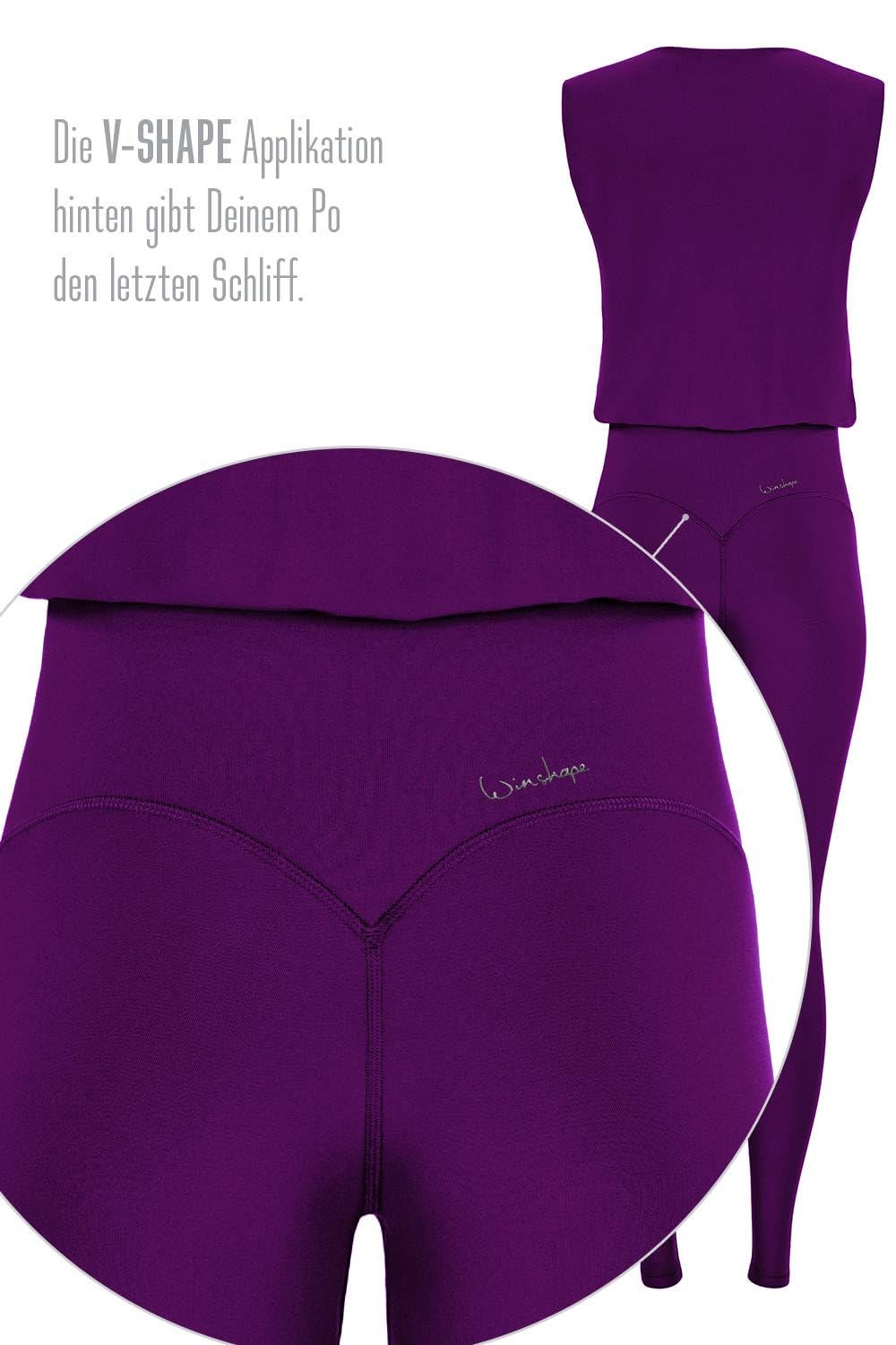 Winshape Damski kombinezon funkcyjny Comfort JS102LSC, styl komfortowy, fitness, czas wolny, joga, pilates, ciemna śliwka