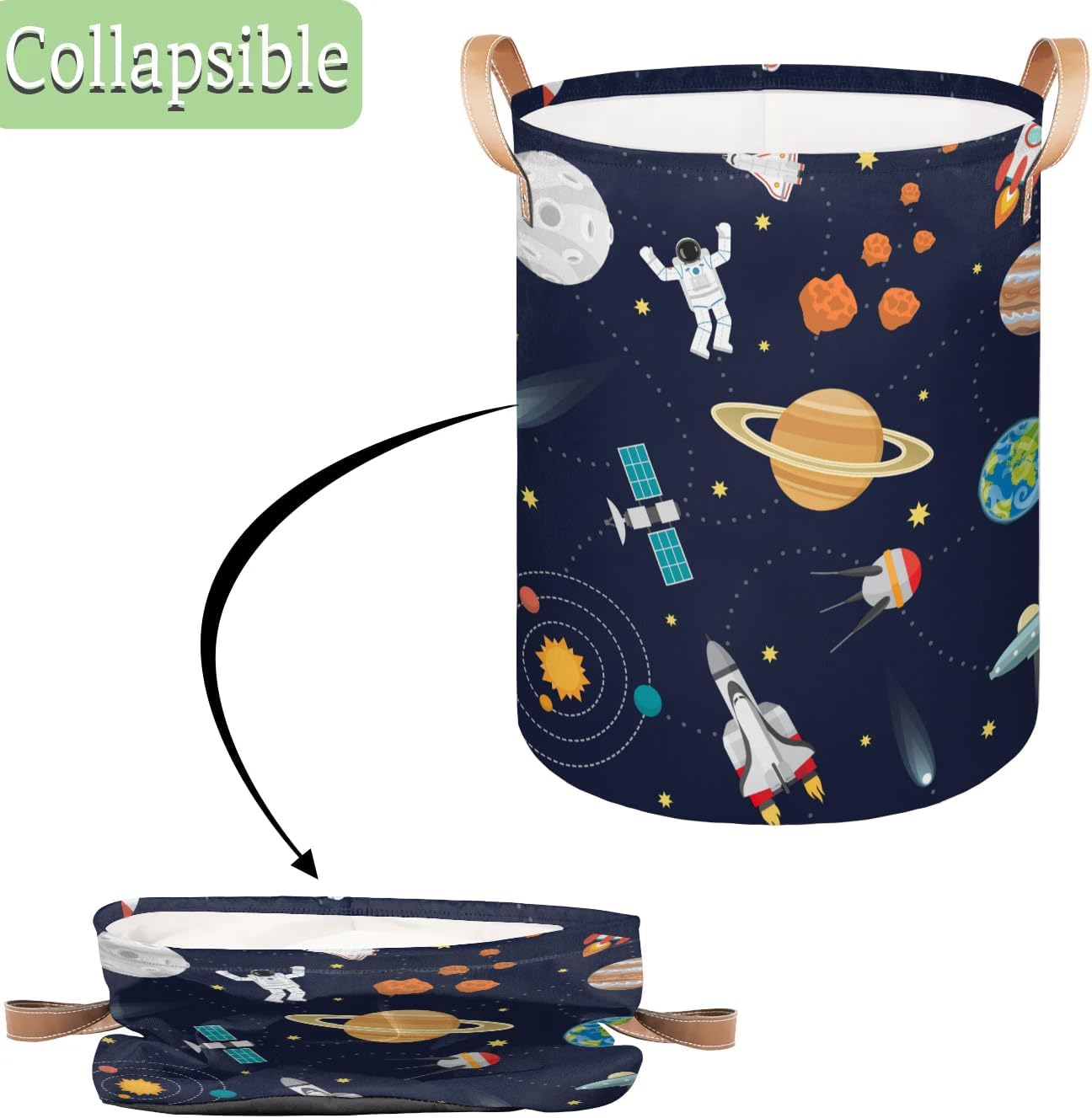 Laundry Basket,Solar System Planet Collapsible Laundry Hamper,Space Astronaut Lightweight Storage Basket Bin Toy Organizer Dirty Clothes for Colleage Dorm Laundry Room Living Room Bedroom