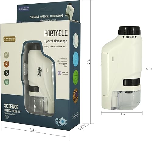 Miniatura 2 de Microscopio óptico portátil 60X-120X con regalo de cumpleaños de luz LED para estudiantes de escuela primaria y secundaria