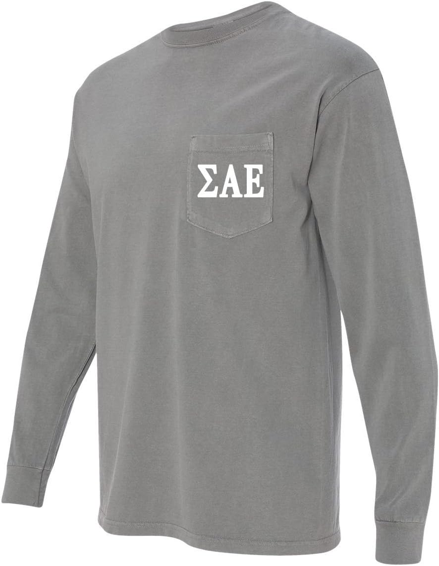 Sigma Alpha Epsilon Fraternity Comfort Colors Pocket Long Sleeve Shirt