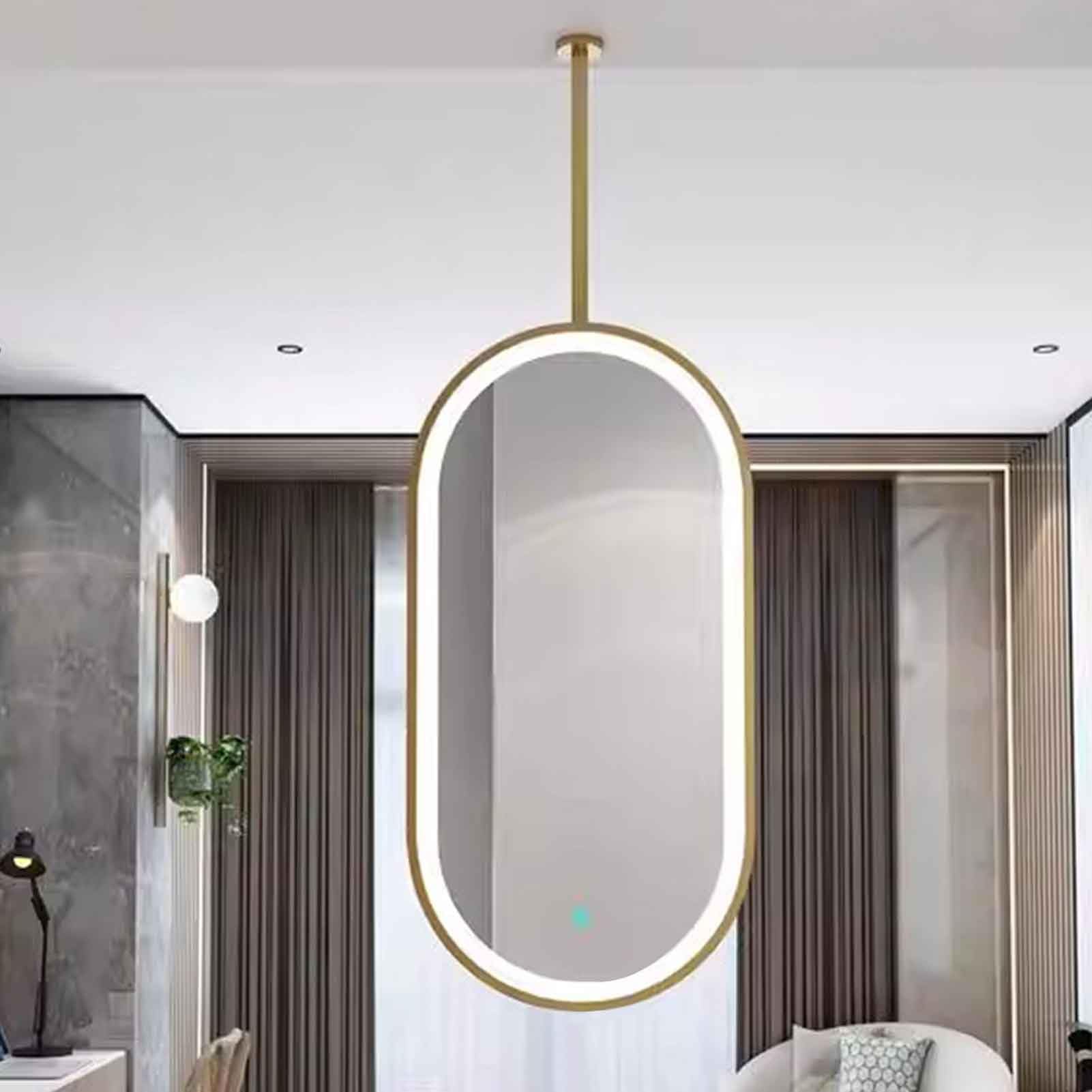 FGXHHS LED with Lights, Gold Ceiling Mounted Suspended Oval - 3 Colors Dimmable Light(40cmx70cm)