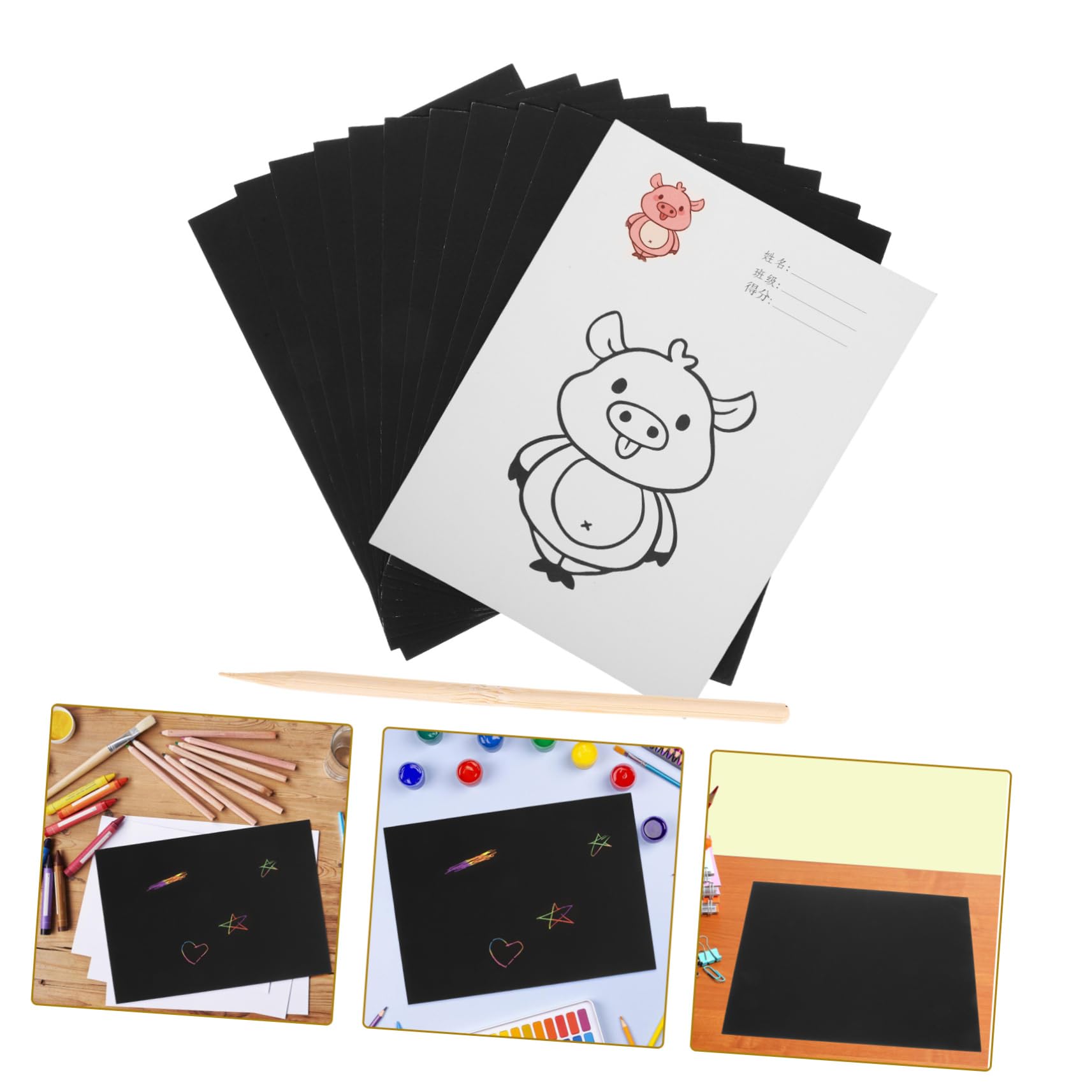 DIYEAH 100 Fogli Carta graffiata giochi creativi per bambini giochi creativi bambini giocattoli per giocattolo per pittura raschiante fai da te che dipingono carte