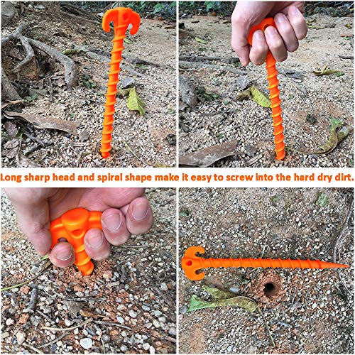 Estacas para Carpa Running Wapiti Forma de Tornillo Resistente 10 Pulgadas - Paquete de 8 Naranja miniatura 4