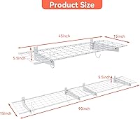 Vista 3 de TORACK 2 Pack Garage Storage Wall Shelves, 15" x 45" Wall Mounted Wire Shelves for Garage Heavy Duty Wall Shelving(Pack of 2, White)