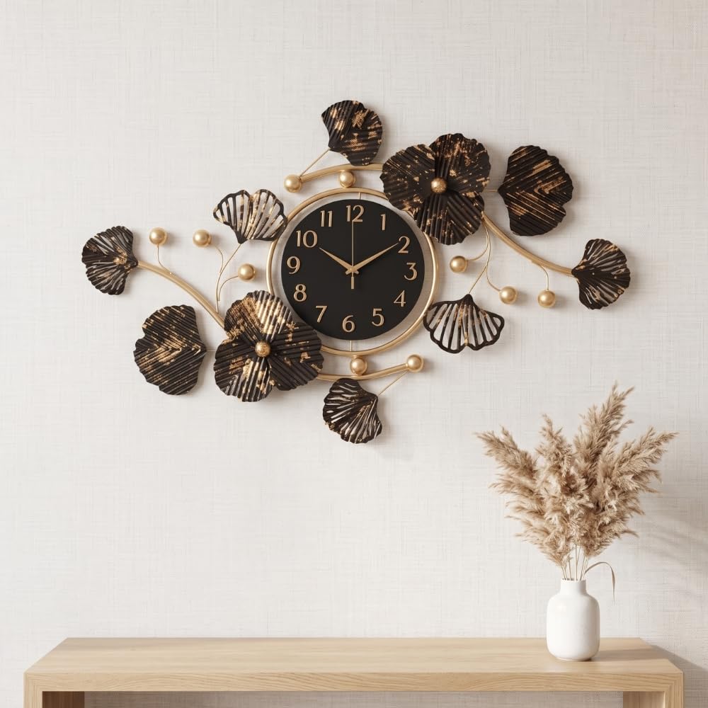 Big Size Wall Clock for Hall 30 Inch | Premium Metal Wall Decor Clocks for Living Room | Antique Gold Black Silent Wall Watch | Modern Luxury Home Decoration Items for Bedroom & Office-image-32