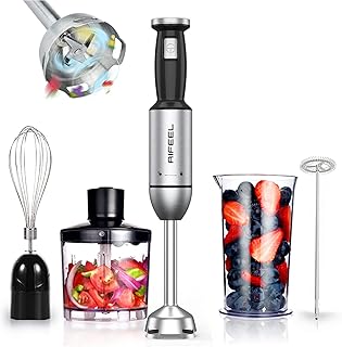 Aifeel Hand Blender for kitchen,800W Electric Immersion Stick Blender with Stainless Steel Blending Shaft,Ice Chopper, Beaker, Electric Whisk, for Smoothies, Soups, Sauces, Baby Food