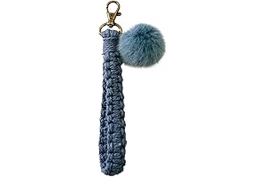 Fuqimanman2020 Handmade Blue Pom Pom Keychain