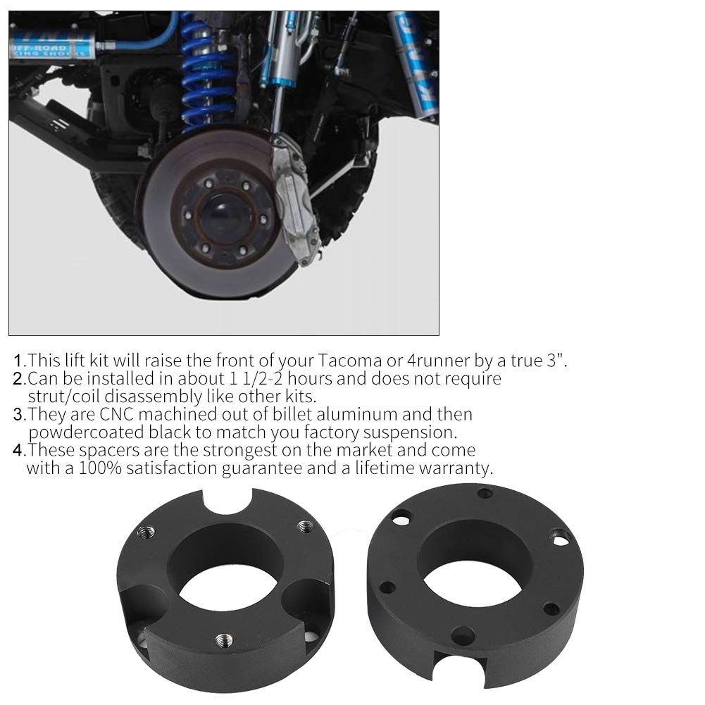 Zestaw podnośnika do poziomowania przedniego 3-calowe aluminiowe elementy dystansowe zawieszenia obrabiane CNC do dużych obciążeń dla FJ Cruiser 2WD 4WD 2005 2019 Czarny