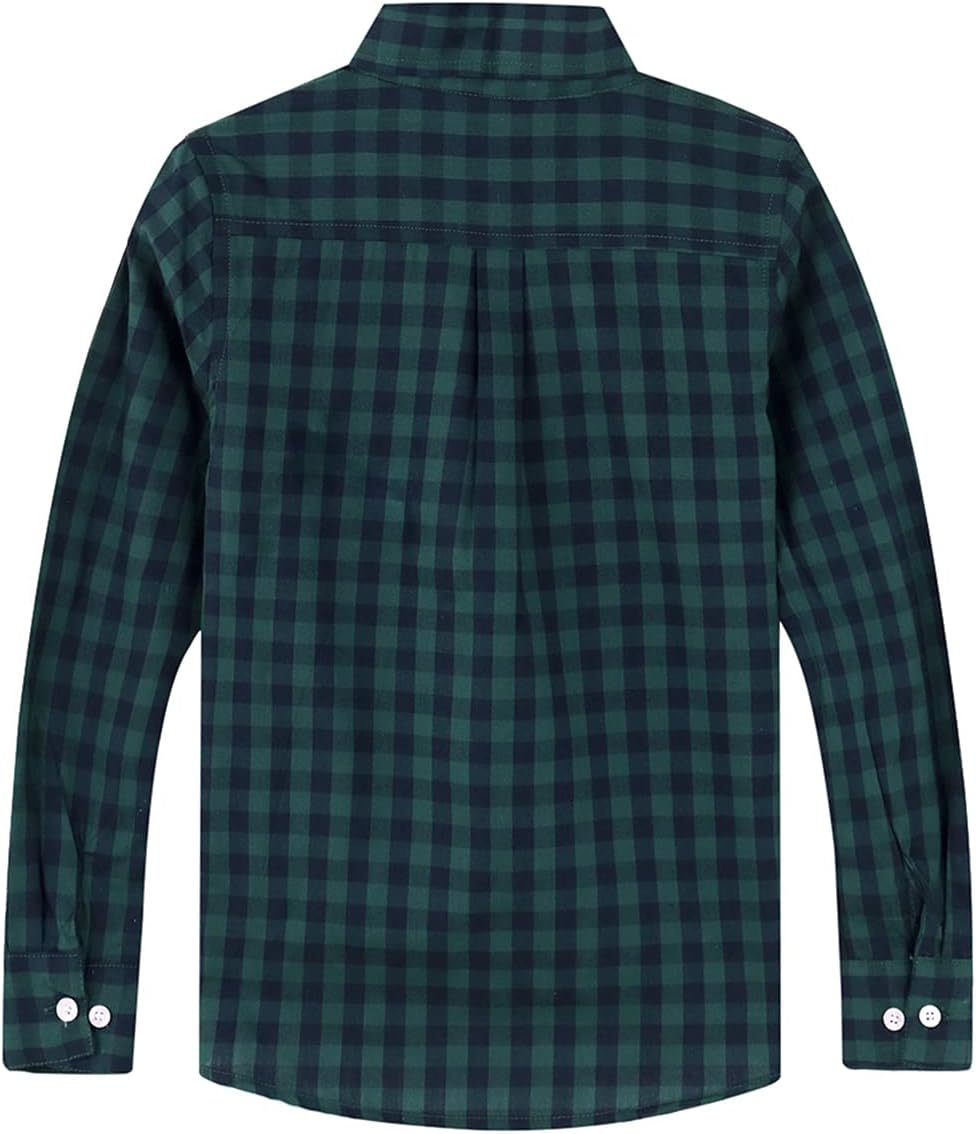 Spring&Gege Boys' Long Sleeve Plaid Poplin Button Down Shirt - Image 2