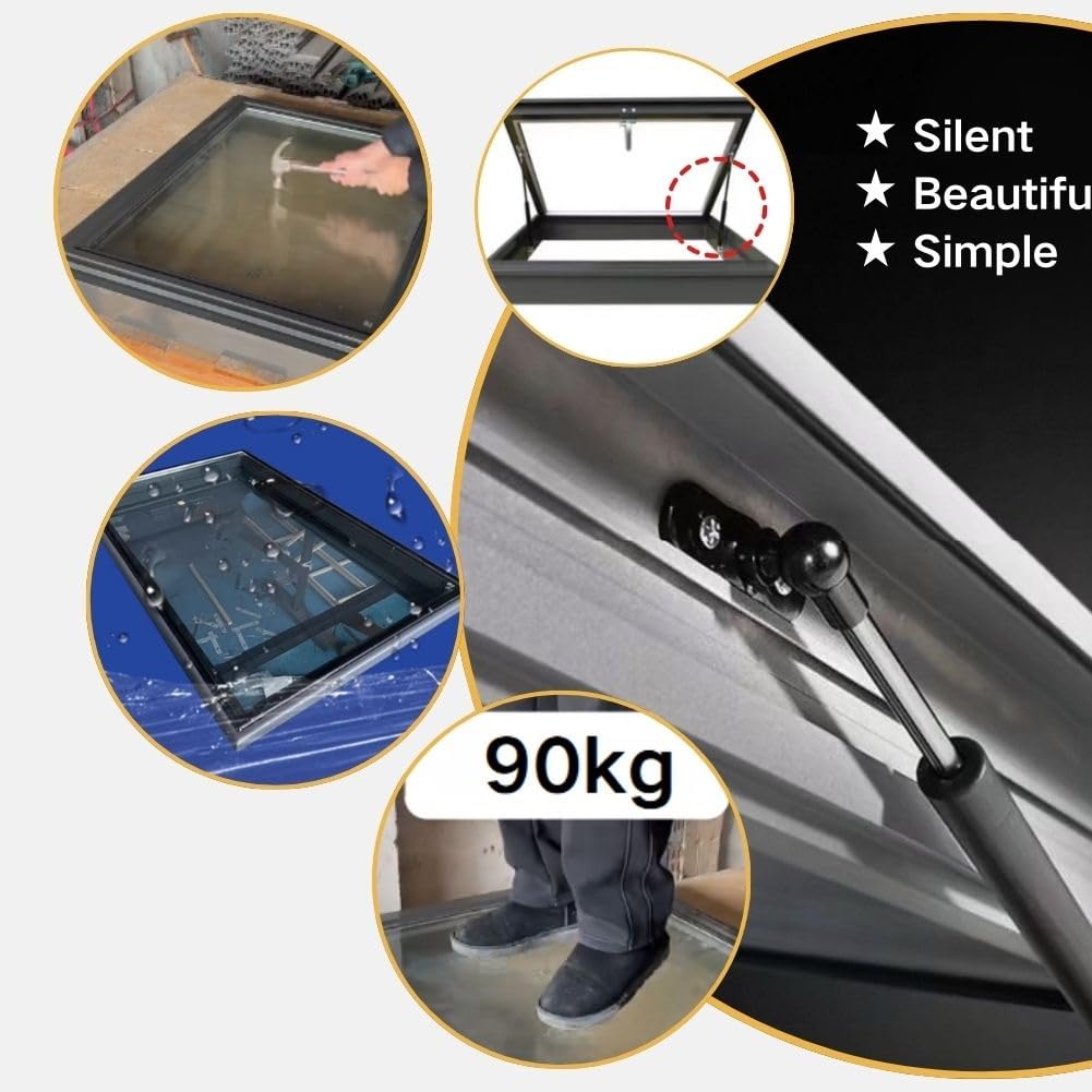 Genérico Claraboya Manual para Techo - Trampilla Transparente para áticos, sótanos, cobertizos, solarios, graneros y Casas de Juegos (90°) - Ventana pequeña Ideal para luz Natural