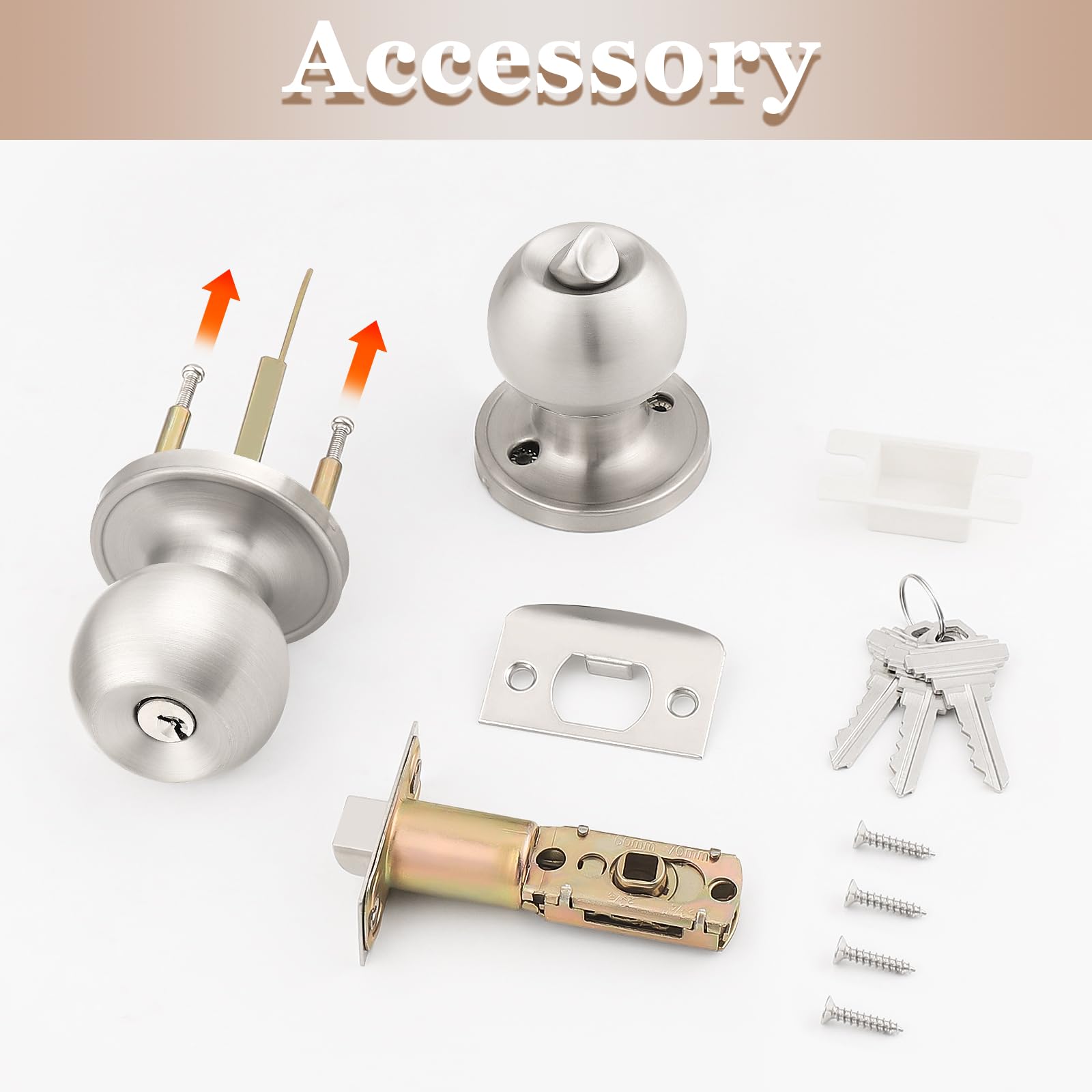 Probrico 3-Pack Keyed Alike Entry Door Knobs - Satin Nickel -6