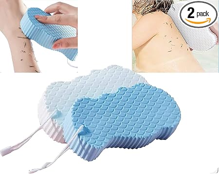SXWLJT Body Scrubber Exfoliating 3D Bath Sponge - Dead Skin Sponge, Super Soft Body Shower Sponge to Spa, Reusable for Adults, Children and Pregnant Women pack of 2