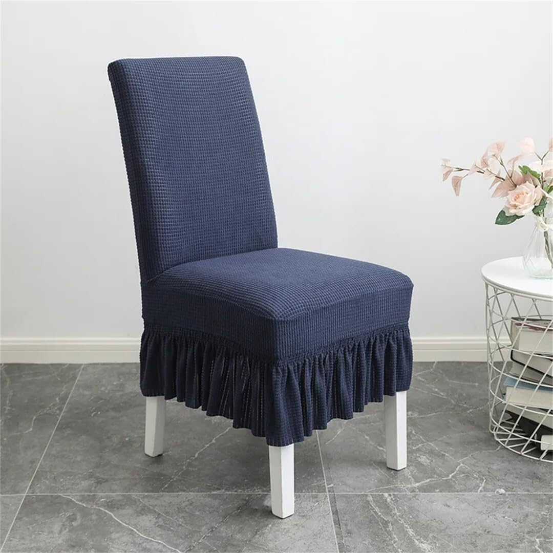 PBTMCD 4pcs- Stretch Dining Chair Covers With Pleated Skirt, Banquet Slipcovers, Washable Seat Protector For Hotel Wedding(A14)