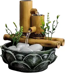 Fonte De Agua Cascata 2 quedas Bambu Flor Lotus Decoracao