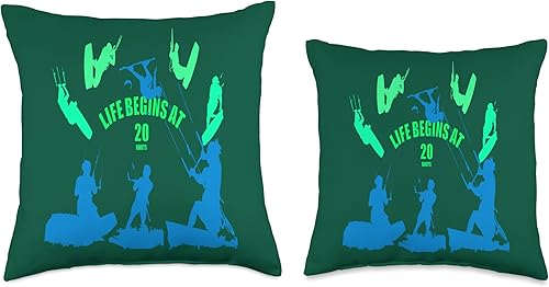 Miniatura 3 de Kiting Life Begins at Twenty Knots Kitesurfer Fun Quote 8 Throw Pillow, 16x16, Multicolor