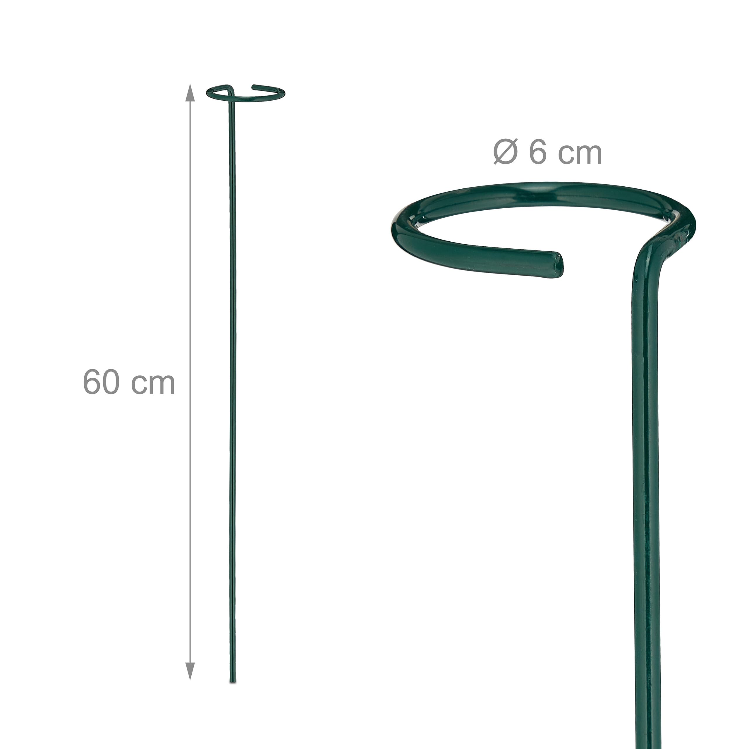 Relaxdays Tutor do pomidorów, duży zestaw 10 sztuk, metaliczny, praktyczny design, 60 cm, ciemnozielony