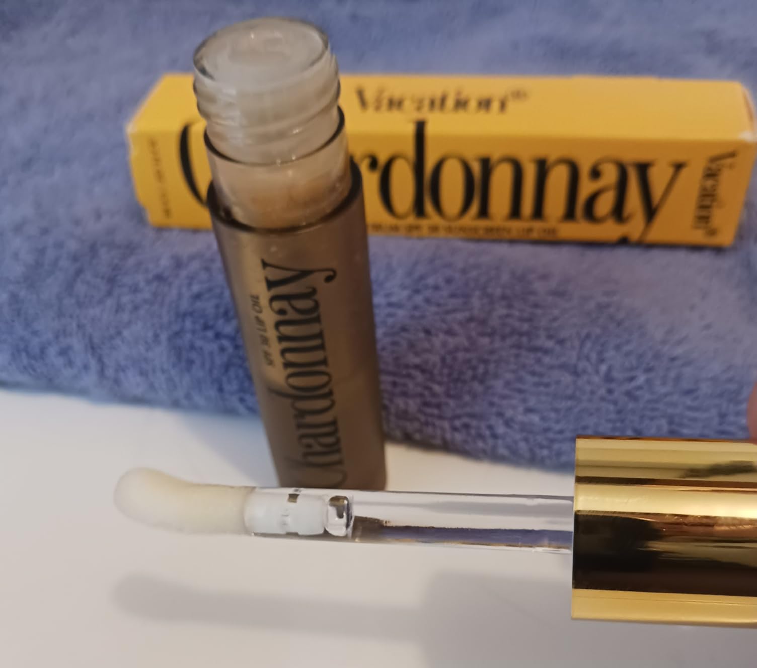 Vacation Chardonnay Lip Oil SPF 30, Sunscreen for Lips, Hydrating, Caramel Vanilla Flavored Lip Gloss, Clear Plumper, Non-Sticky Lip Balm, Vegan, 0.2 Fl. Oz