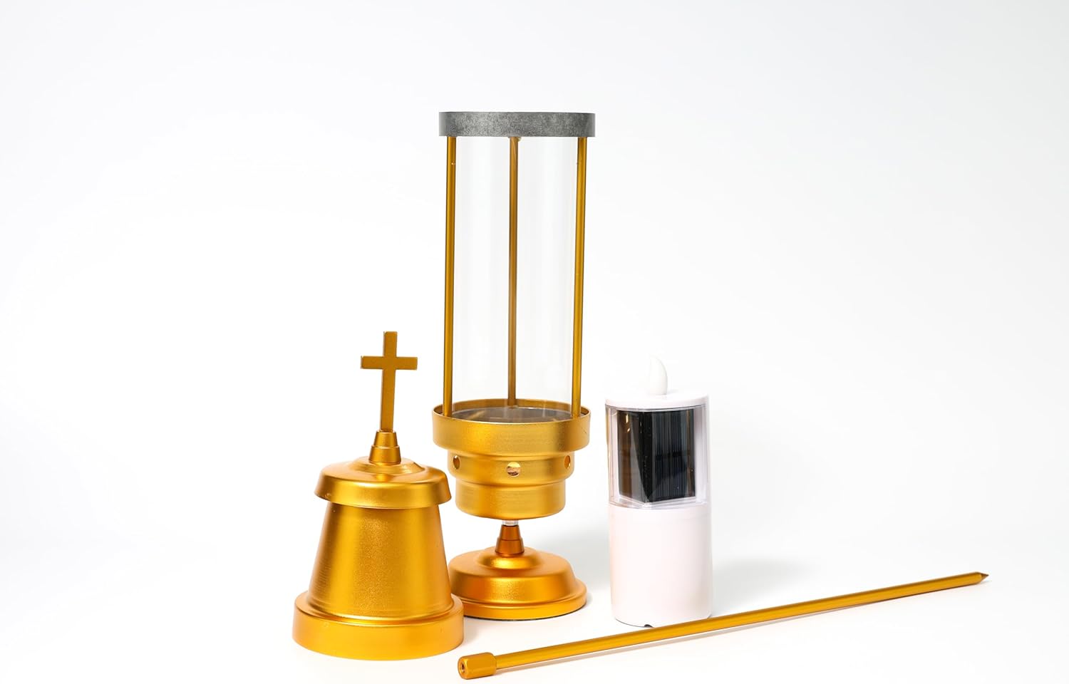Cemetery Solar Lights for Grave,Includes 2.5" x6.5'' Grave Candles,4" x34''Cemetery Memorial Light Candle Holder,Standard Spike and Base,Perfect Addition to Headstone (Latin Cross Classic) - Image 3