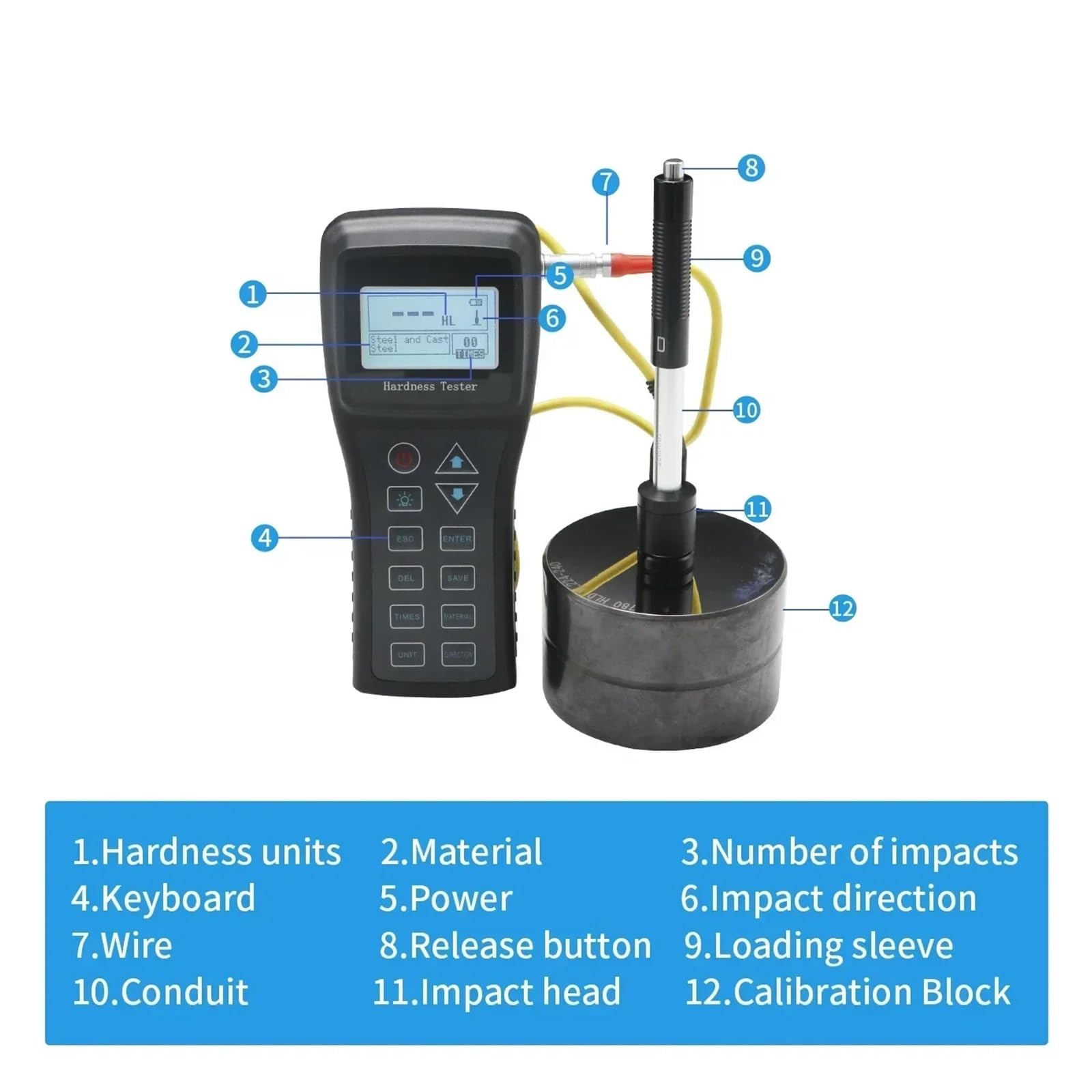 CHBMSS SL-150 Portable Digital Hardness Tester Multifunction Hardness Tester LCD Display