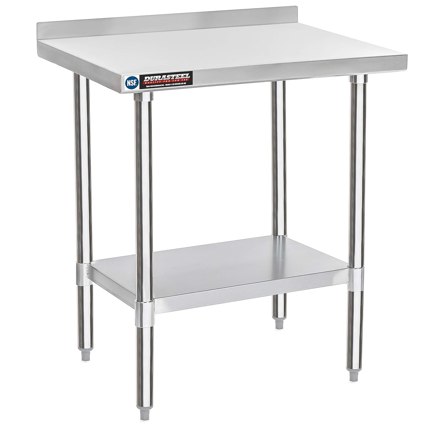 DuraSteel NSF Stainless Steel Table - 24 x 30 Inch Metal Work Table w/Undershelf - Commercial Kitchen, Restaurant, Garage, Laundry - Outdoor Stainless Steel Prep Tables Countertop Island Grill Small