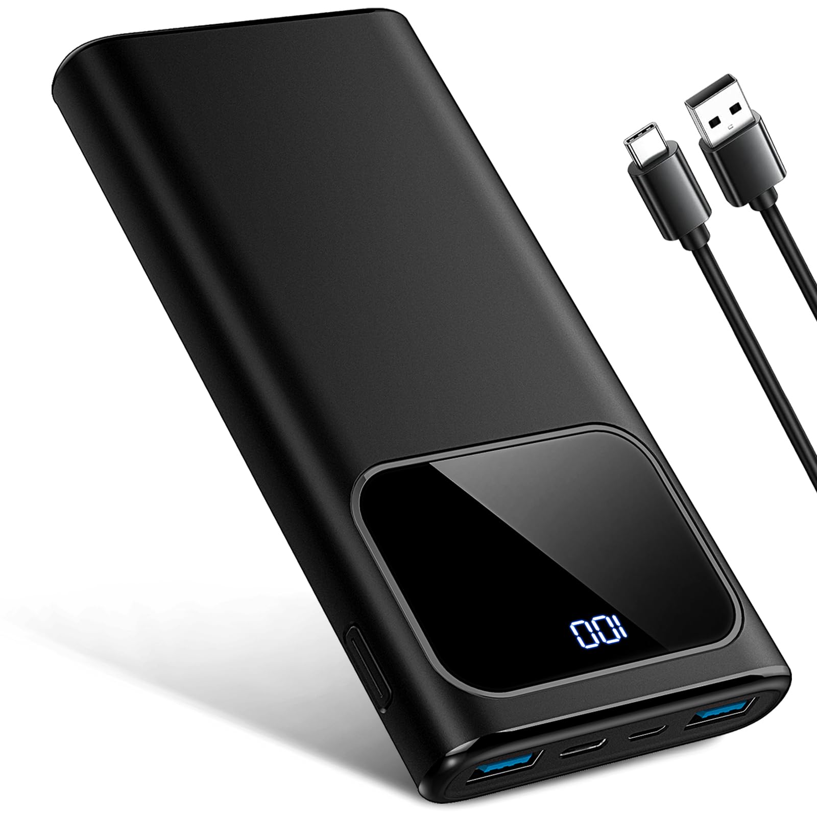 Power Bank, 10000mAh PowerBank Ricarica Rapida con Ingresso e Uscita USB-C Batteria Esterna, Caricatore Portatile Display LED per iPhone 15/14/13/12/Pro/Pro Max