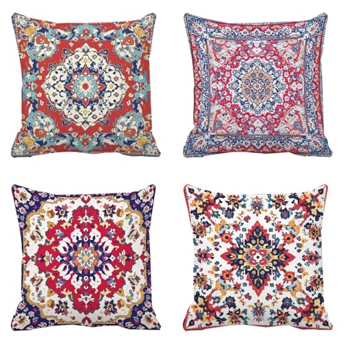 Coussin extérieur imperméable en lin double face imprimé mandala pour fauteuil de jardin