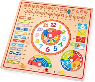Bigjigs Toys Educational Wooden Calendar and Clock