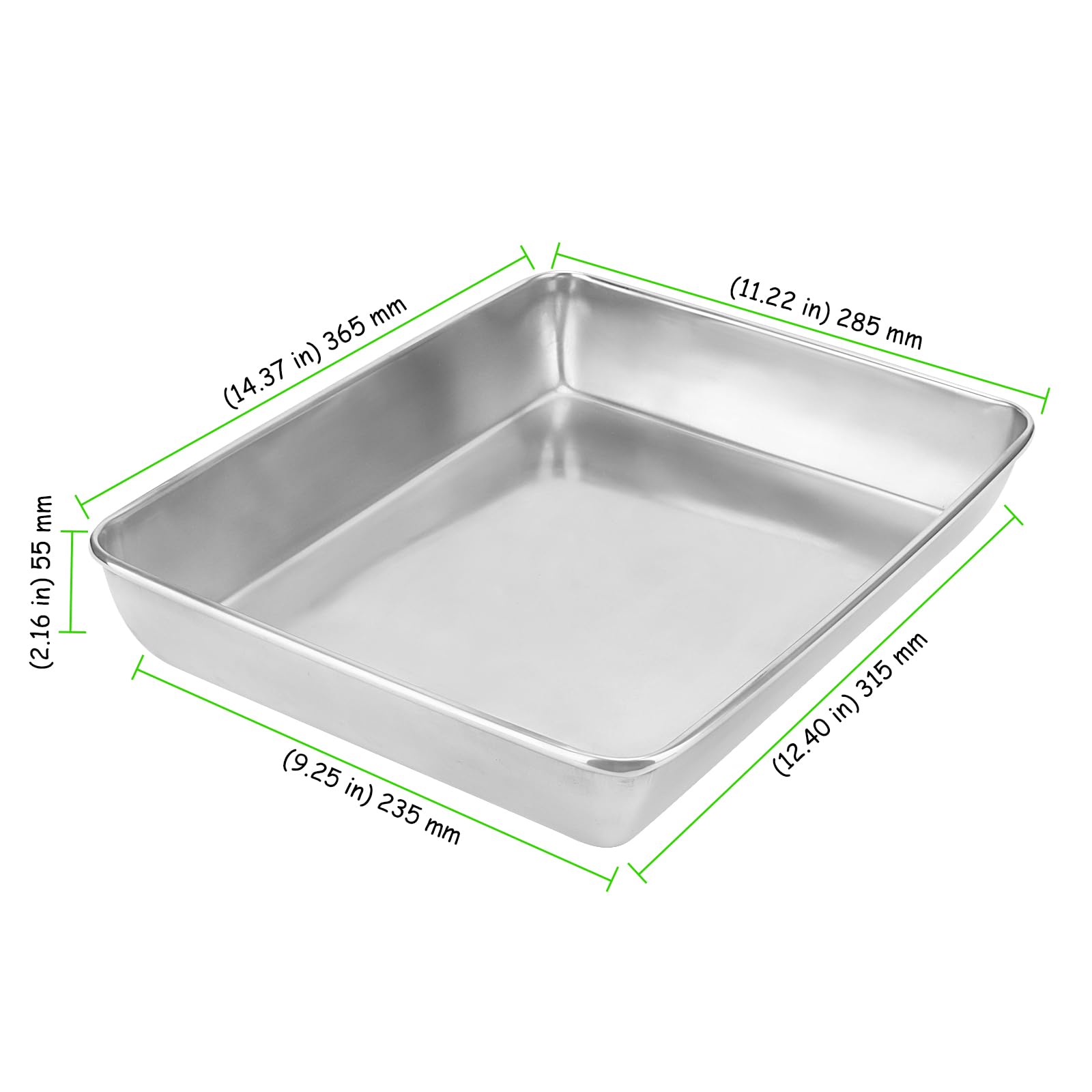 Lot de 4 plaques de cuisson en acier inoxydable de 36,5 x 28 x 5,5 cm, plaque de cuisson en métal, plaque à biscuits profonde, pour cuisson, rôtir, taille du fond 31,5 x 23,5 cm
