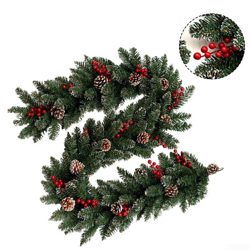 2.1m Weihnachts Girlande Kunst Rattan Realistisch Grün 2.1m