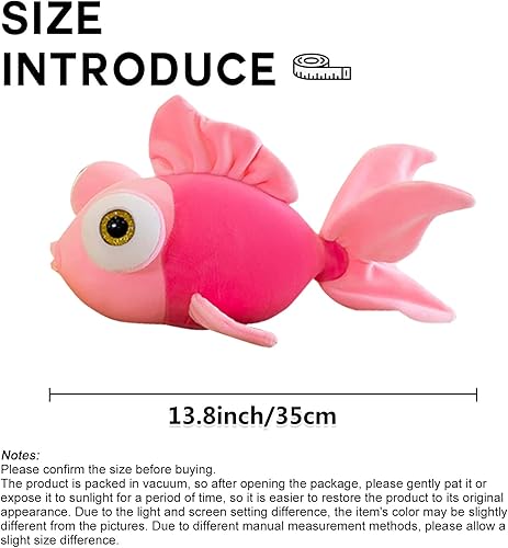 Miniatura 5 de CHELEI2019 Almohada de peluche de pez dorado de 13.8 pulgadas, suave y linda, regalo para niñas, rosa