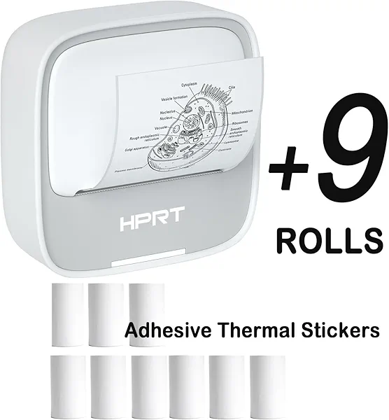 HPRT S1 Mini Printer with 9 Rolls Thermal Sticker Paper Bundle